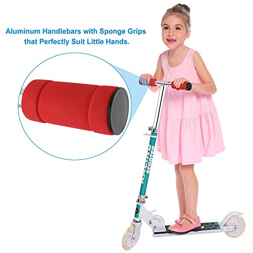 Profun Patinete 2 Ruedas Patinete Plegable para Niños Patinete Infantil con Freno Altura del Manillar Ajustable Patinete Niño Scooter Patinete con Luces LED para Niñas de 3-12 Años