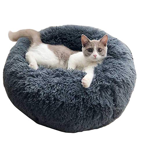 Promworld Cama de Mascotas Cama de Perros,Otoño e Invierno cálido Nido para Mascotas Gris_M: 60 cm de diámetro y 20 cm de Altura,Cama Perro Suave Cama Gato