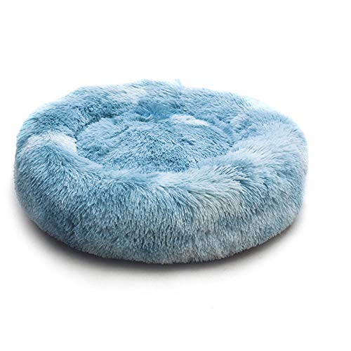 Promworld Cama Perros Cojín,Otoño e Invierno cálido Nido para Mascotas-Azul y Blanco_120cm de diámetro 20cm de Altura,Perros Cama para Mascotas Cama