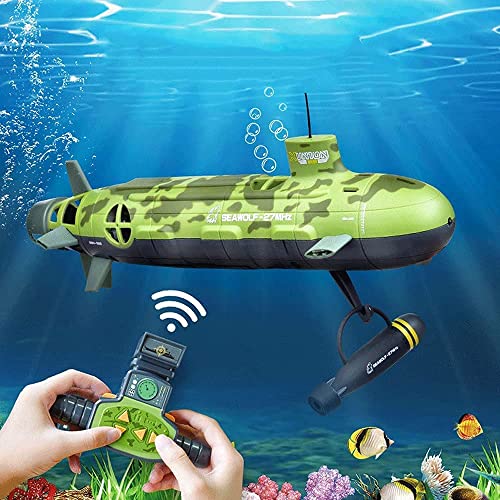 PTTYDDY 2.4Ghz Control Remoto Simulación Submarino Radio Barco Buceo Barco Modelo Militar Electrónico Impermeable Juguete De Buceo Adecuado para Piscina Pecera Niño Juguete Niñas Regalo