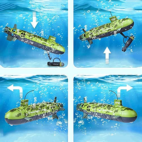 PTTYDDY 2.4Ghz Control Remoto Simulación Submarino Radio Barco Buceo Barco Modelo Militar Electrónico Impermeable Juguete De Buceo Adecuado para Piscina Pecera Niño Juguete Niñas Regalo