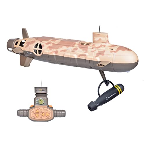 PTTYDDY 2.4Ghz Control Remoto Simulación Submarino Radio Barco Buceo Barco Modelo Militar Electrónico Impermeable Juguete De Buceo Adecuado para Piscina Pecera Niño Juguete Niñas Regalo