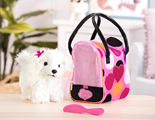 Pucci Pups by Battat – Bichon Frisé Stuffed Puppy with Colorful Polka Dot Stuffed Animal Bag