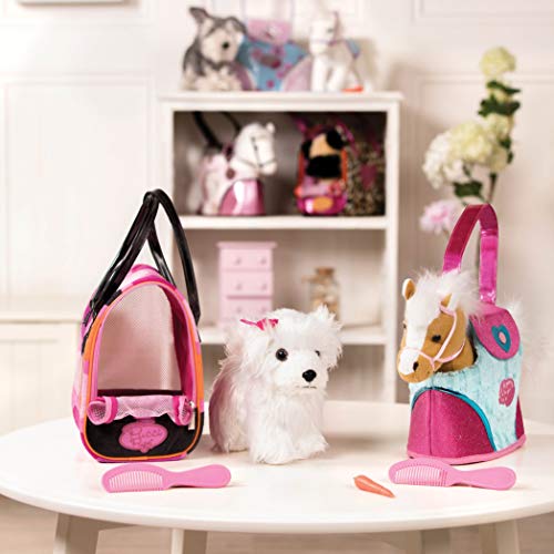 Pucci Pups by Battat – Bichon Frisé Stuffed Puppy with Colorful Polka Dot Stuffed Animal Bag