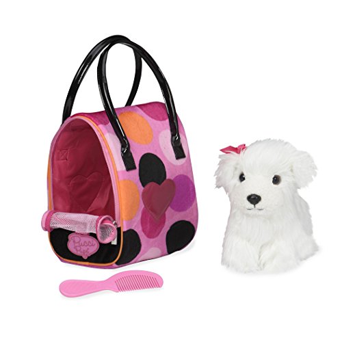 Pucci Pups by Battat – Bichon Frisé Stuffed Puppy with Colorful Polka Dot Stuffed Animal Bag