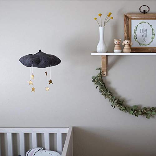 PUDDINGT® Colgante Nube Decoración Flotante Colgante con Estrellas Luna para Cuna de Bebé Decoración de Habitación de Pared,Blanco