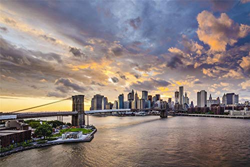 Puente De Brooklyn East River 3D Jigsaw Puzzle 1000 Piezas,Ensamblado De Madera Diy Ensamblaje De Rompecabezas Para Niños,Rompecabezas De Madera Regalo De Madera