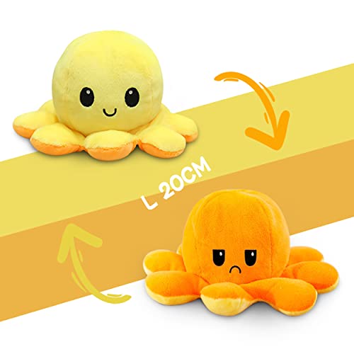 Pulpo Reversible de Peluche Juguetes,Voltear Pulpo Peluche Doble Cara,Lindo Pulpo de Peluche Reversible Expresar el Estado de ánimo Juguetes Creativos como Regalo de Cumpleaños para Niños y Amigos