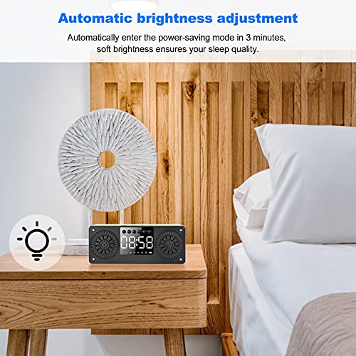 PUSOKEI Altavoz Bluetooth, Mini Altavoz de Graves estéreo inalámbrico, Tarjeta de Enchufe de Soporte, Radio, Reloj, Reloj Despertador, Efecto de Sonido estéreo de 360 ​​°, Altavoz Doble HD, (Negro)