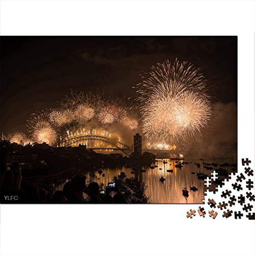 Puzzle 1000 Piezas Australia Sydney Puente del Puerto de Sydney Barco Celebración Puerto Rompecabezas de Papel 38x26cm Regalo de cumpleaños Divertido para Adultos