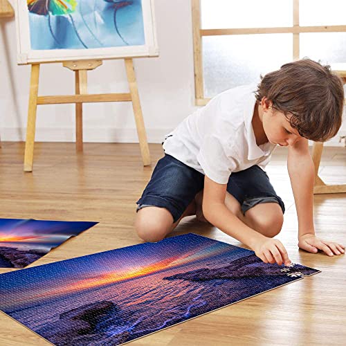 Puzzle 1000 Piezas Chipre Amanecer mar Mediterráneo Amanecer Rompecabezas de Madera 75x50 cm Juego de niño decoración del hogar