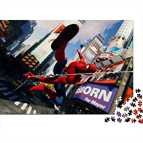 Puzzle 1000 Piezas Comics New York Peter Parker Spiderman Times Square City Puzzle de Madera 75x50cm Kids Challenge