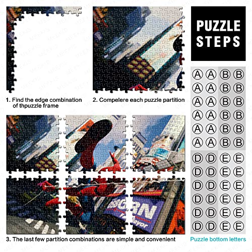 Puzzle 1000 Piezas Comics New York Peter Parker Spiderman Times Square City Puzzle de Madera 75x50cm Kids Challenge