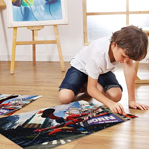 Puzzle 1000 Piezas Comics New York Peter Parker Spiderman Times Square City Puzzle de Madera 75x50cm Kids Challenge