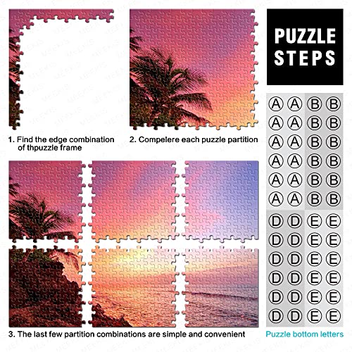 Puzzle 1000 Piezas Puerto Rico Coast Horizon Ocean Palm Tree Pink Paper Puzzle 38x26cm Cute Puzzle Decoración del hogar