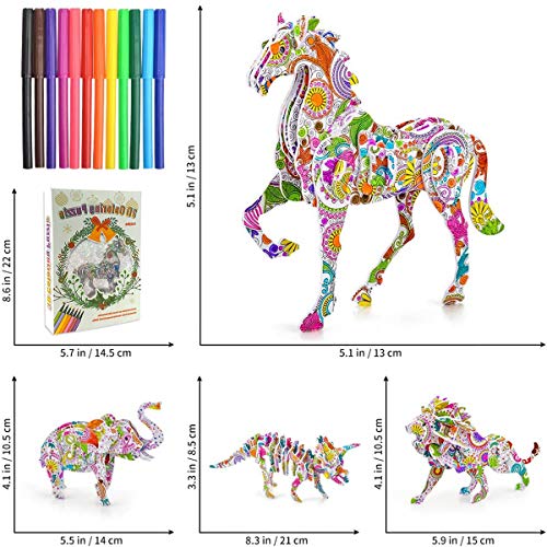 Puzzle 3D & Juego para Pintar,Goorder Rompecabezas para Colorear 3D,Artes de Bricolaje y Manualidades con 4 Animales para Niñas, Regalo de Cumpleaños para Niños Niñas de 6 7 8 9 10 Años