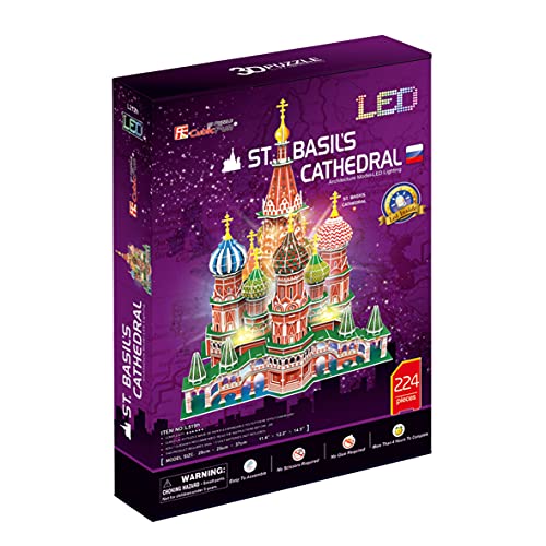 Puzzle 3D San Basilio LED, Puzzles 3D Adultos, Maquetas para Montar Adultos, Rompecabezas Niños, Puzzles 3D, Puzles 3D Adulto, Juegos De Montar, 224 Piezas, 240 Min