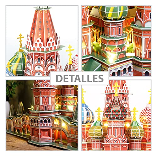 Puzzle 3D San Basilio LED, Puzzles 3D Adultos, Maquetas para Montar Adultos, Rompecabezas Niños, Puzzles 3D, Puzles 3D Adulto, Juegos De Montar, 224 Piezas, 240 Min