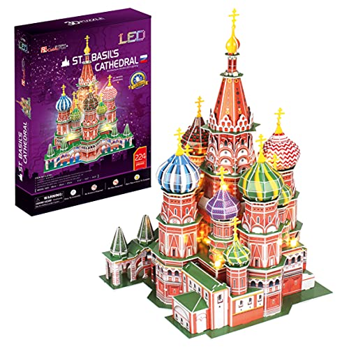 Puzzle 3D San Basilio LED, Puzzles 3D Adultos, Maquetas para Montar Adultos, Rompecabezas Niños, Puzzles 3D, Puzles 3D Adulto, Juegos De Montar, 224 Piezas, 240 Min