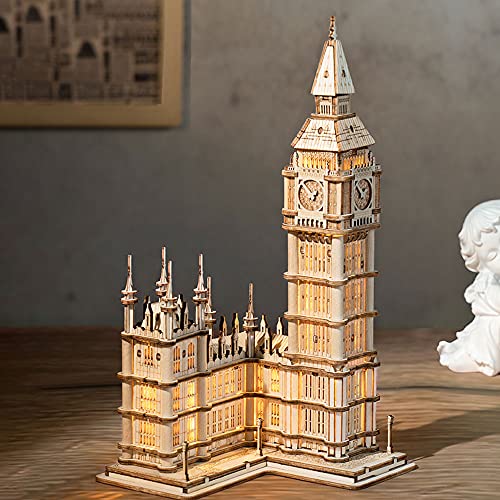 Puzzle 3D,Set de Construcción Puzzle 3D para niños y Adultos,Big Ben,Edición Nocturna,con luz LED,Puzzle Londres,Kit de Manualidades DIY,Juguete de Montaje,Pasatiempos para Adultos