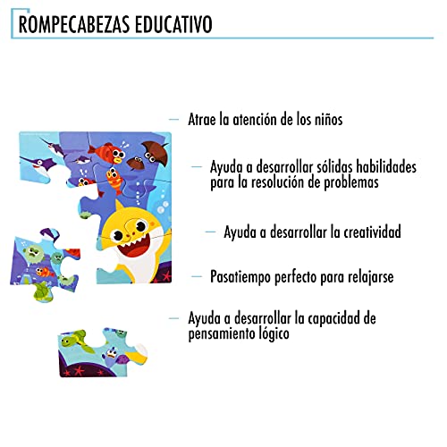 Puzzle Baby Shark 3 EN 1 Rompecabezas Educativo para Todas Las Edades Desde 4 hasta 16 Piezas. Puzzle de Piezas con Temática Baby Shark para un Divertido Aprendizaje