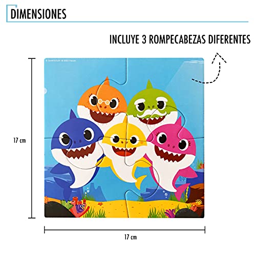 Puzzle Baby Shark 3 EN 1 Rompecabezas Educativo para Todas Las Edades Desde 4 hasta 16 Piezas. Puzzle de Piezas con Temática Baby Shark para un Divertido Aprendizaje