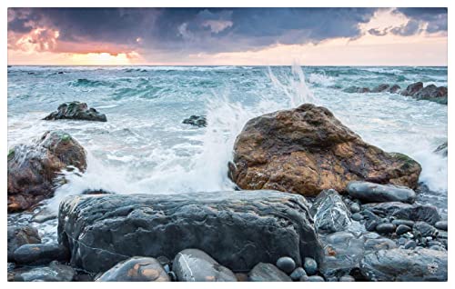 Puzzle de 1500 Piezas para Adultos,Puzzle de Madera,Olas Batiendo En El Paisaje de Arrecifes Puzzle,Juego de Desafío Familiar