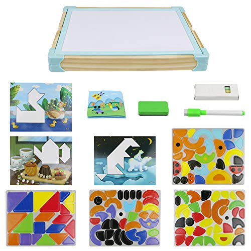 Puzzle Madera Rompecabezas Magnetico Juguetes-125 Piezas Tangram Animal Puzzle Tabla de Dibujo Pizarra Magnetica Infantil con Caja Regalo Juegos Educativos Niños Niñas 3 4 5 Años