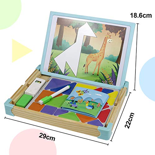 Puzzle Madera Rompecabezas Magnetico Juguetes-125 Piezas Tangram Animal Puzzle Tabla de Dibujo Pizarra Magnetica Infantil con Caja Regalo Juegos Educativos Niños Niñas 3 4 5 Años