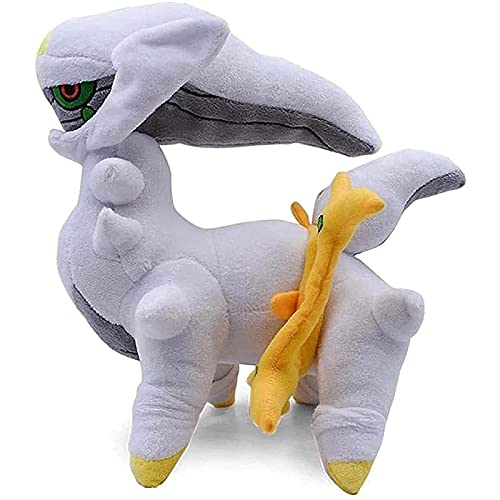 Qarunt Toy de Dibujos Animados de Felpa de arceus de 12 Pulgadas, muñeca de Peluche con Etiqueta, Dibujos Animados de Peluche, niño y niña Regalo de cumpleaños, Juguete de Bolsillo (Blanco)