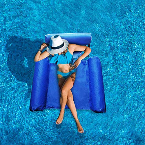 QASIMO WOSNN Silla flotante plegable de verano hinchable para la playa, piscina, hamaca para portátil, para adultos y niños, vacaciones de playa (azul)