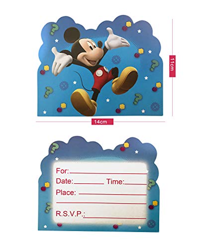 Qemsele Invitaciones para Niños, 30 Inglés Tarjetas de Invitación con Sobres para infantile Chicas Fiesta de Cumpleaños Baby Shower Decoraciones Suministros de Fiesta (Mickey)