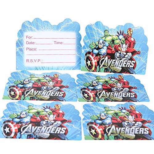 Qemsele Invitaciones para Niños, 30 Inglés Tarjetas de Invitación con Sobres para infantile Chicas Fiesta de Cumpleaños Baby Shower Decoraciones Suministros de Fiesta (Avengers)