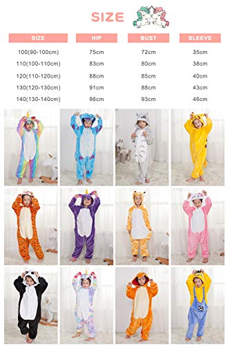 Qemsele Niños Onesies Kigurumi Pijamas Niña Traje Disfraz 3D Animal Capucha Ropa de Dormir Halloween Cosplay Navidad Animales de Vestuario (130 para Altura 120-130CM (47"-51"), Stitch)