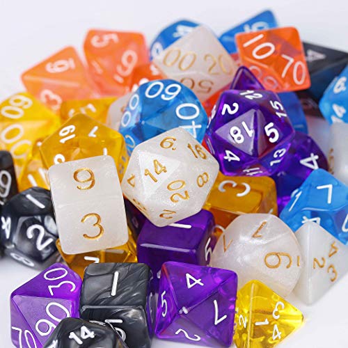 QH-shop Poliédrico Dados 42 Piezas Dados de Juego de Solo Color para RPG Dungeons y Dragons Pathfinder con 6 Bolsas Negras