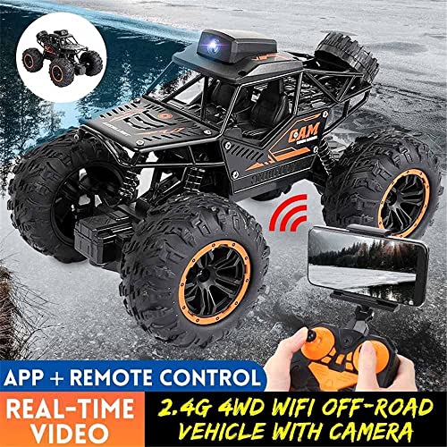 QHYZRV Camión de Control Remoto Todoterreno a Escala 1/18, Coche de Control Remoto de Coches RC con cámara HD de 720P, Camiones Monstruo de Alta Velocidad para niños Adultos, Regalo para niños