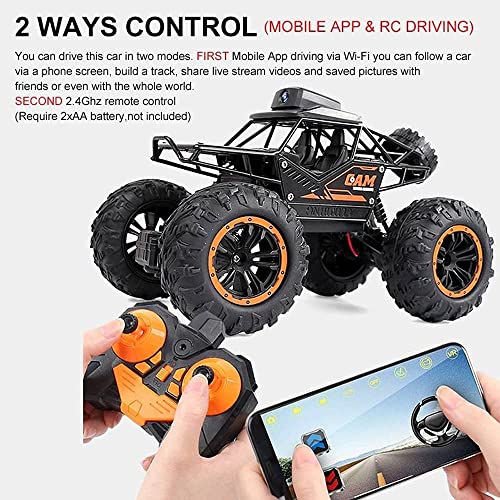 QHYZRV Camión de Control Remoto Todoterreno a Escala 1/18, Coche de Control Remoto de Coches RC con cámara HD de 720P, Camiones Monstruo de Alta Velocidad para niños Adultos, Regalo para niños