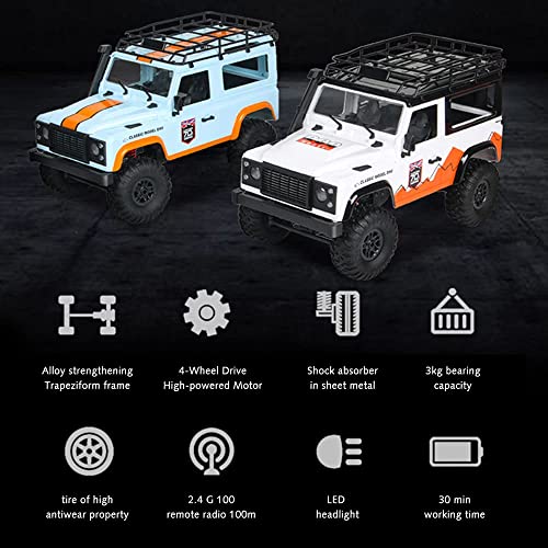 QHYZRV Coche RC 1:12 2.4G 4WD Vehículo Todoterreno De Alta Velocidad Camión Minitario Camión Eléctrico De Control Remoto RC Rock Crawler con 2 Baterías Recargables, 50 + Min Regalo De Juego para