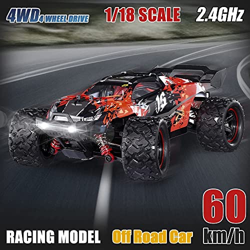 QHYZRV Coches RC Grandes A Escala 1:18, Velocidad De Más De 60 Km/H - 4x4 Todoterreno Monster Truck Eléctrico - Coche De Control Remoto para Niños, Grado De Pasatiempo, Juguetes A Prueba De Agua