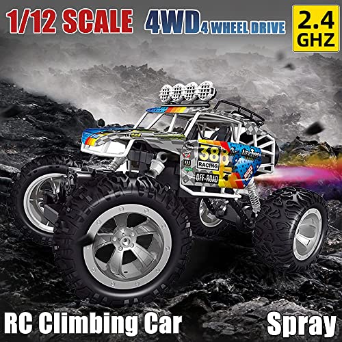 QHYZRV RC Car 1/12 Scale 2.4 GHz Radio Fast 4x4 Off Road Camiones De Control Remoto Coche De Control Remoto De Alta Velocidad con Luz LED, Terrain RC Cars, Excelentes Camiones RC para Adultos