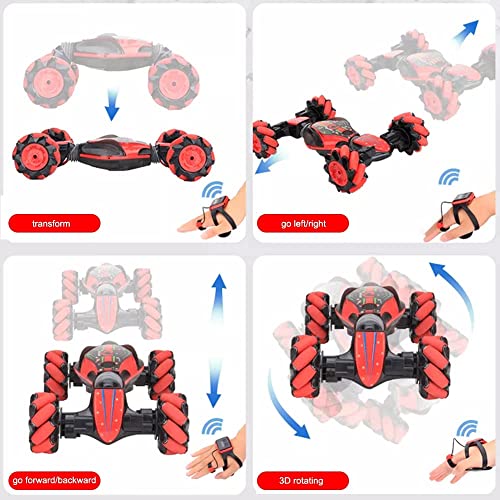 QHYZRV Vehículo Todoterreno Giratorio de Doble Cara 360 ° volteos con Luces Música, RC Stunt Car, 4WD 2.4GHz Control Remoto Sensor de Gestos Coches de Juguete, Coches de Juguete para cumpleaños