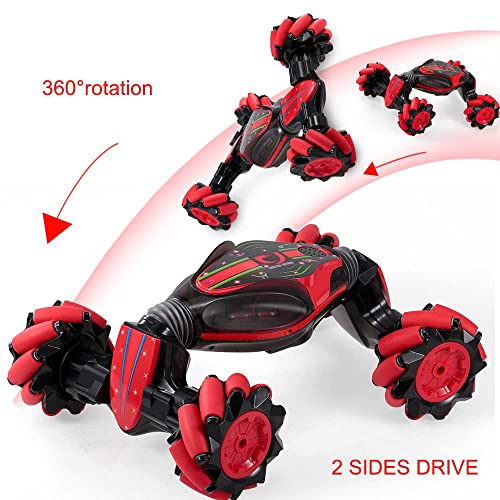 QHYZRV Vehículo Todoterreno Giratorio de Doble Cara 360 ° volteos con Luces Música, RC Stunt Car, 4WD 2.4GHz Control Remoto Sensor de Gestos Coches de Juguete, Coches de Juguete para cumpleaños