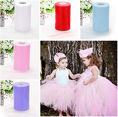 QIMEI-SHOP Rollos de Tul 15cm x 91m Bobina de Tul para Tutú Falda Boda Cumpleaños Fiesta Manualidades DIY