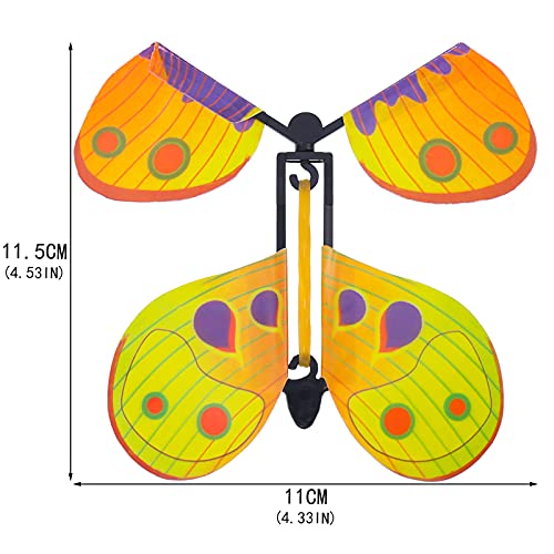 QINREN Magic Flying Butterfly Toy, 20 unidades Wind Up Butterfly en libro, colores claros, Magic Butterfly Card banda de goma Powered Wind Up Butterfly Toy, juguete de hadas, gran sorpresa para boda