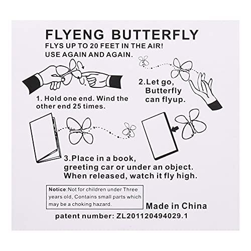 QINREN Magic Flying Butterfly Toy, 20 unidades Wind Up Butterfly en libro, colores claros, Magic Butterfly Card banda de goma Powered Wind Up Butterfly Toy, juguete de hadas, gran sorpresa para boda