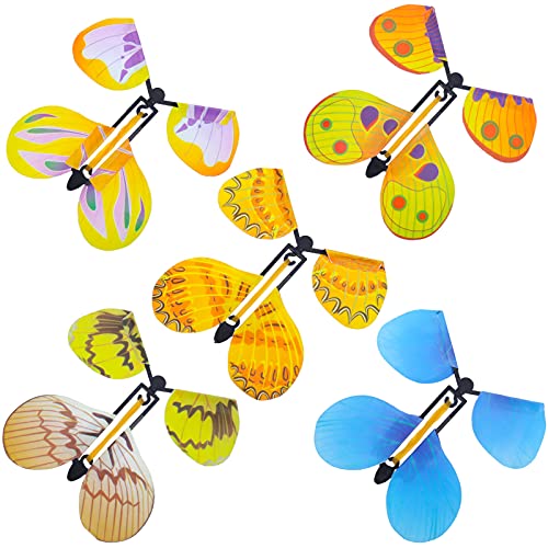 QINREN Magic Flying Butterfly Toy, 20 unidades Wind Up Butterfly en libro, colores claros, Magic Butterfly Card banda de goma Powered Wind Up Butterfly Toy, juguete de hadas, gran sorpresa para boda