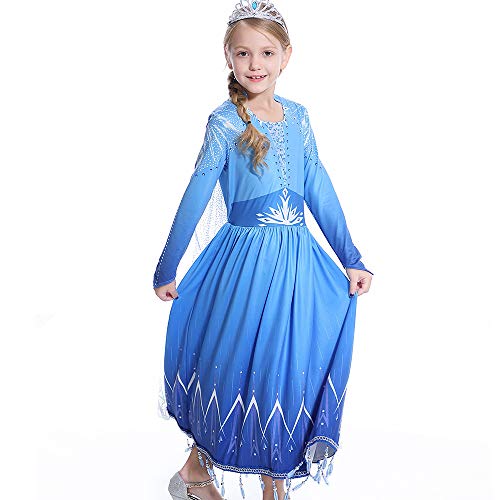 QIUBITE Niñas Ropa para niños Pendientes de vestido de princesa + Collares + Anillos + Coronas + Guantes + Bastones Disfraces de disfraces de carnaval