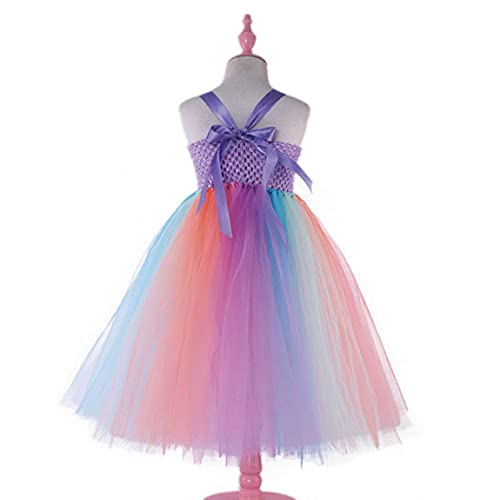 QIUBITE Unicornio Ropa para niños Vestido de princesa Fiesta infantil para niñas Cosplay Carnaval Fiesta de cumpleaños Diadema de unicornio