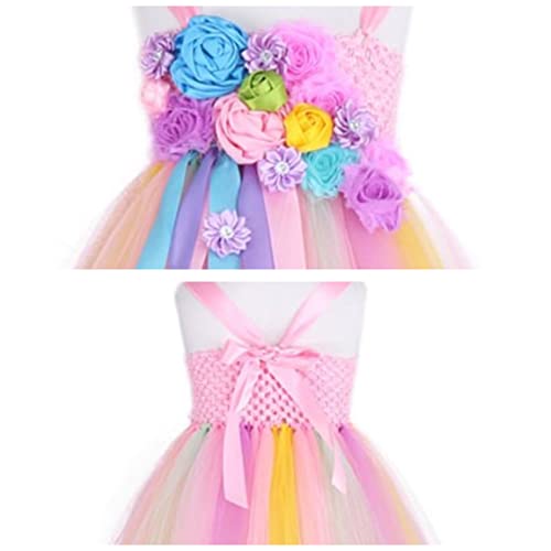 QIUBITE Unicornio Ropa para niños Vestido de princesa Fiesta infantil para niñas Cosplay Carnaval Fiesta de cumpleaños Diadema de unicornio