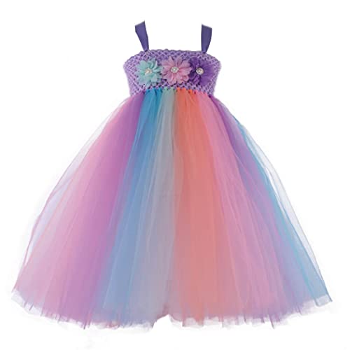 QIUBITE Unicornio Ropa para niños Vestido de princesa Fiesta infantil para niñas Cosplay Carnaval Fiesta de cumpleaños Diadema de unicornio